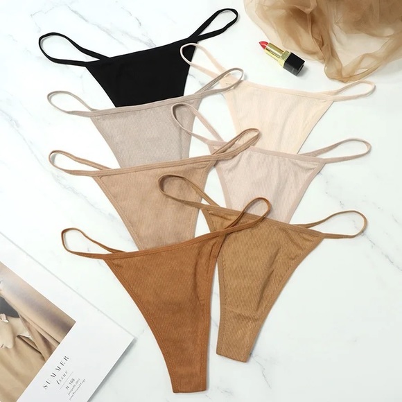 Boutique Other - 7 Pair Neutral Tan Ribbed Style Thong Bundle NWT